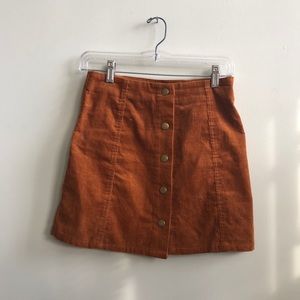 TopShop corduroy button down skirt